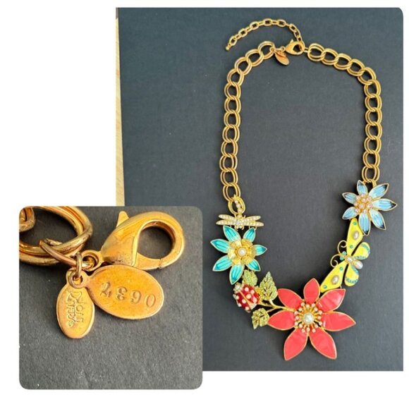 Joan Rivers Classics Collection Garden Party Gold-Tone Enamel Necklace W/ Floral - Picture 10 of 10